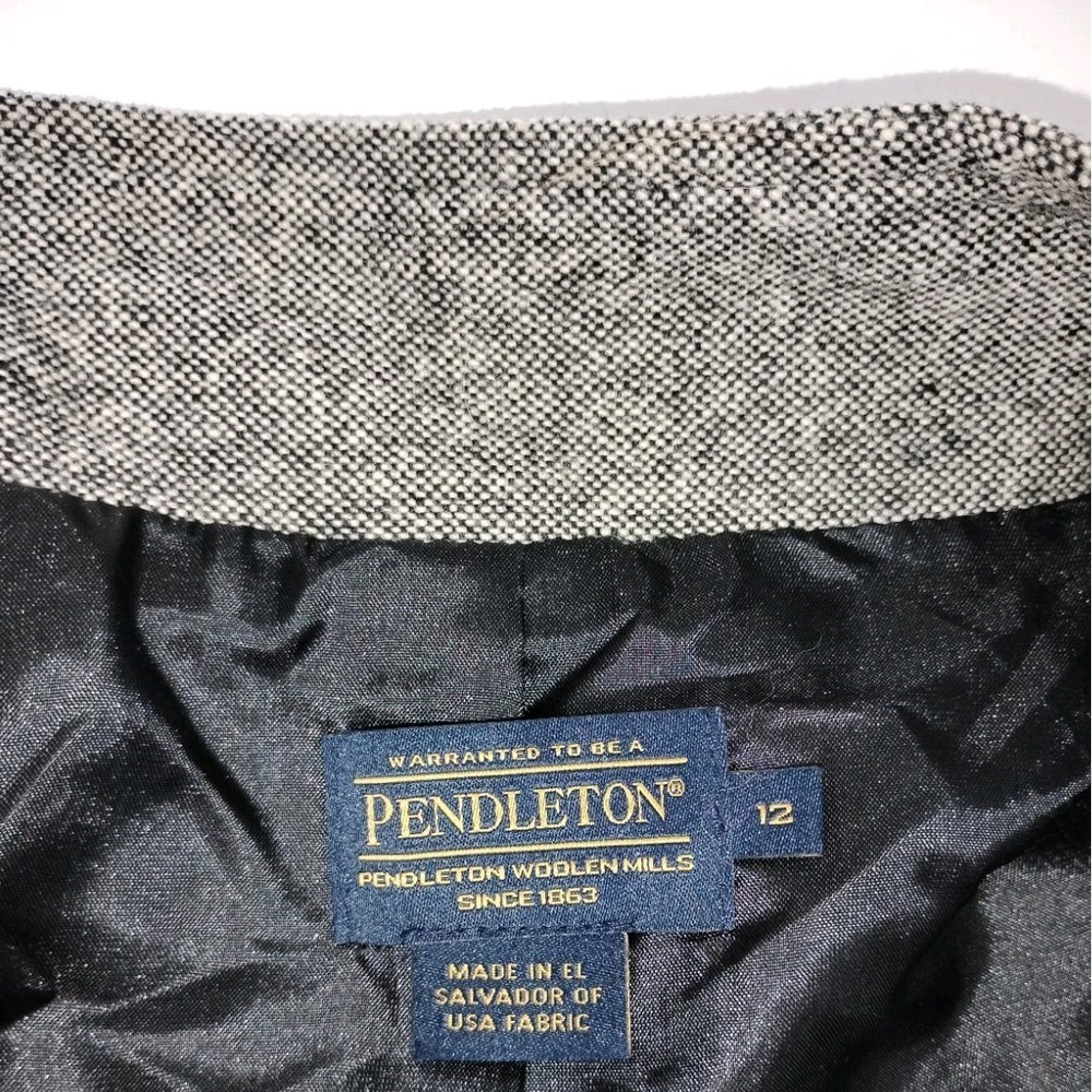 Pendleton Petite 100% Lambswool Blazer Jacket Gray Black Tweed Size 12 - Picture 3 of 9